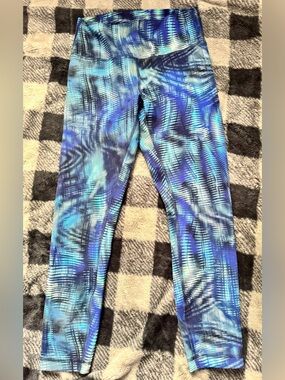 Lululemon Blue & Teal Abstract Print Leggings-Size 8